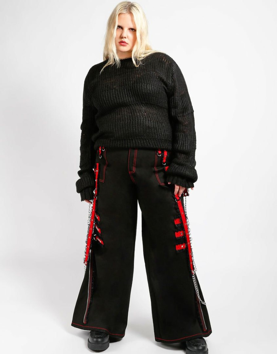 Women * | Trippnyc.Com Curve Midnight Dark Street Chain Pant Black/Red