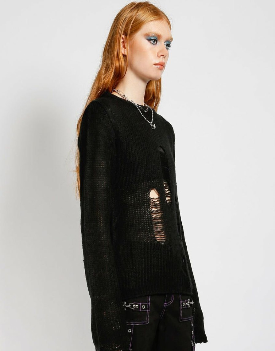 Women * | Trippnyc.Com Rag Stripe Sweater Black Black/Black