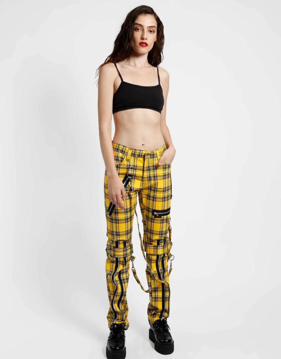 Women * | Trippnyc.Com Bondage Pant Yellow Plaid