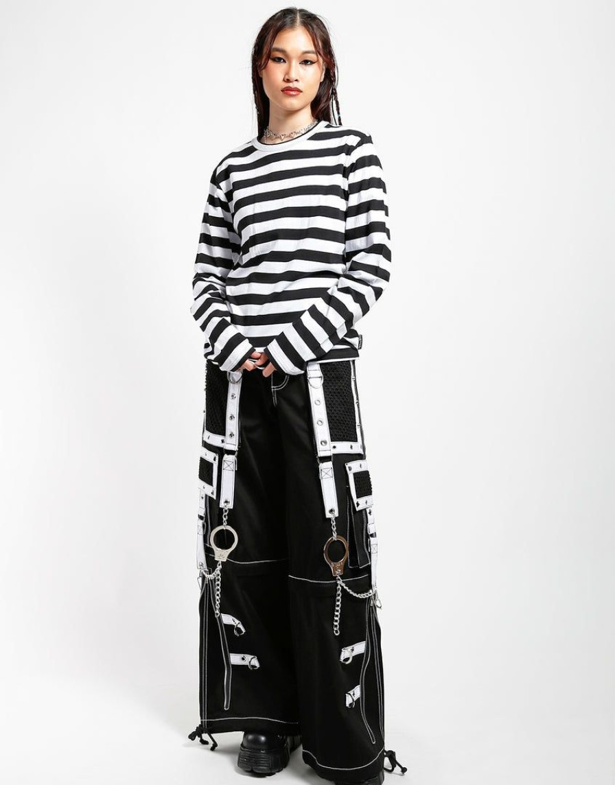 Women * | Trippnyc.Com Women Stripe Knit Top Black/White