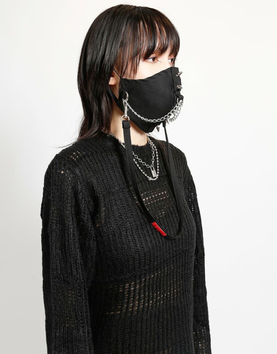 Women * | Trippnyc.Com Women Spike & Chain Face Cover