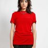 Women * | Trippnyc.Com Short Sleeve Fishnet Women Red