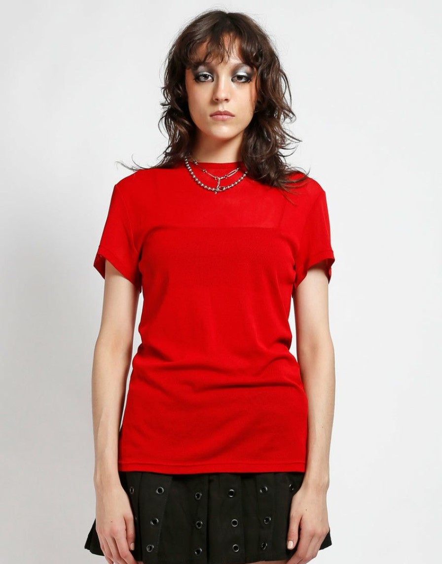 Women * | Trippnyc.Com Short Sleeve Fishnet Women Red