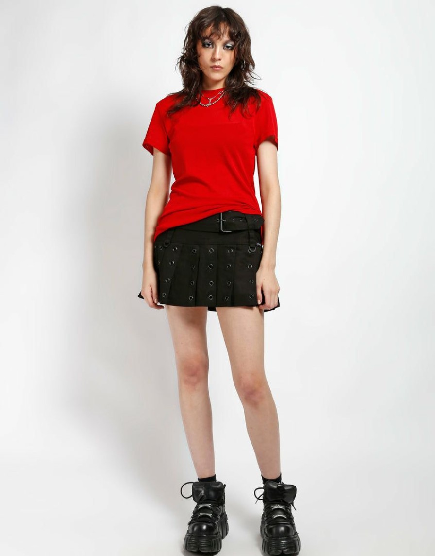 Women * | Trippnyc.Com Short Sleeve Fishnet Women Red