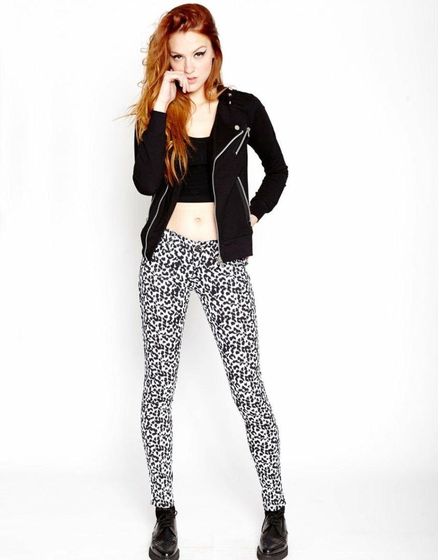 Women * | Trippnyc.Com T-Back Jean Leopard White/Black Leopard