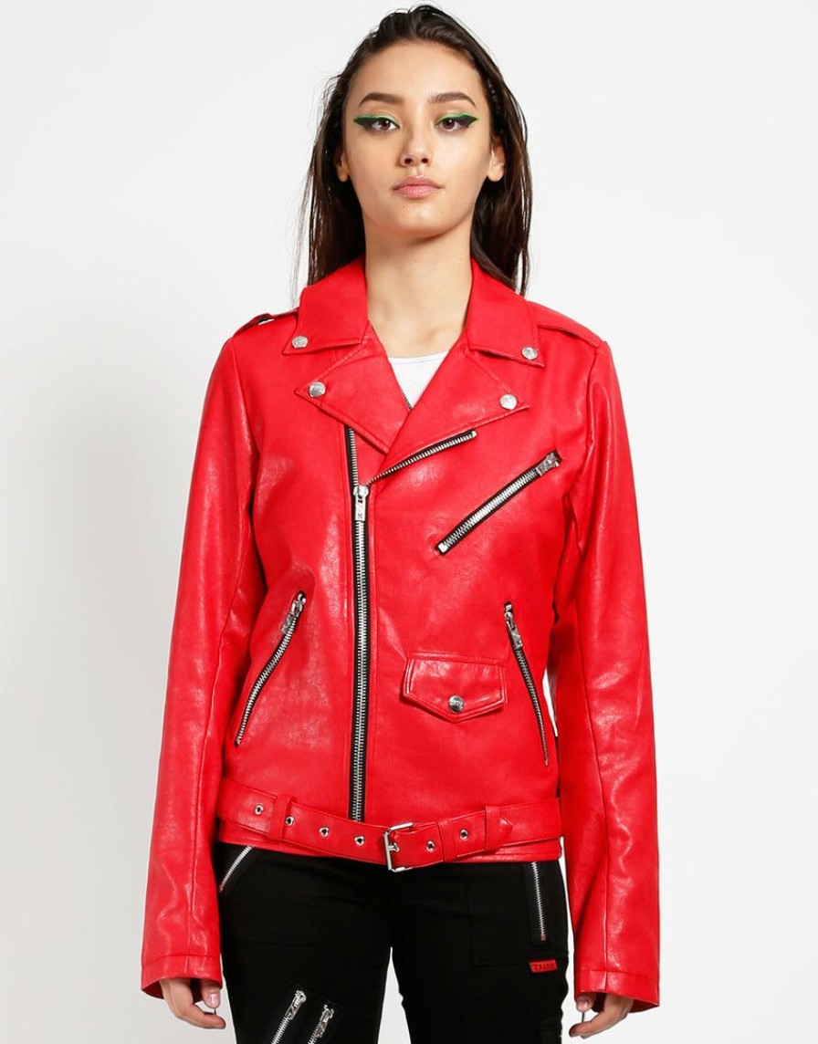 Women * | Trippnyc.Com Classic Moto Women Red