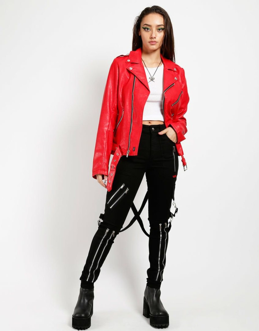 Women * | Trippnyc.Com Classic Moto Women Red