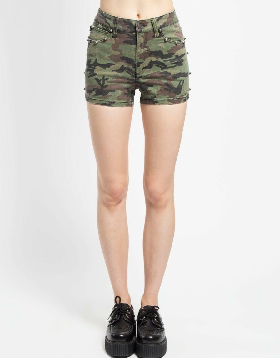 Women * | Trippnyc.Com High Waist Stud Short Camo