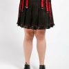 Women * | Trippnyc.Com Women Curve Midnight Pleated Skirt Black/Red