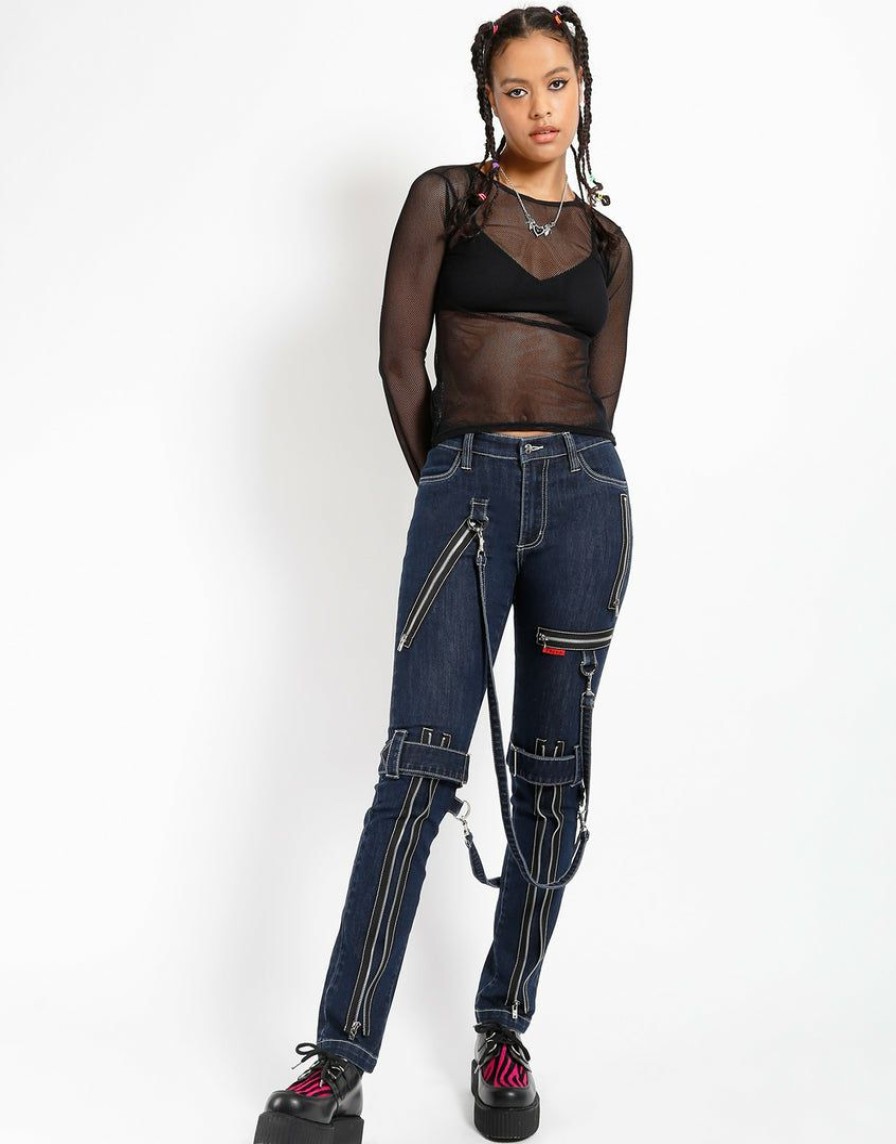 Women * | Trippnyc.Com Denim Bondage Pant Stone Wash