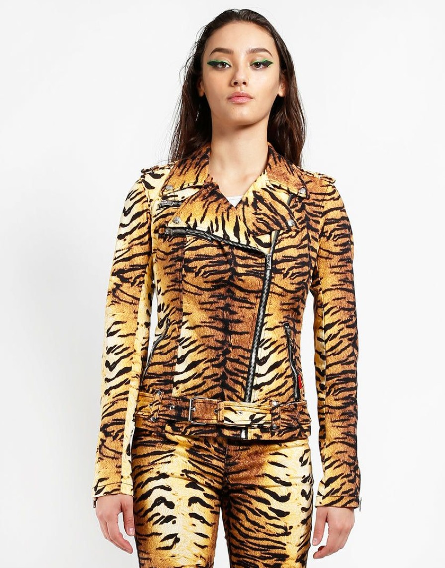 Women * | Trippnyc.Com Wild Child Moto Tiger Women Natural Tiger