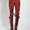 Women * | Trippnyc.Com Classic Slim Leg Bondage Pant Women Red Plaid