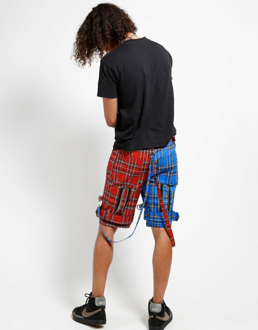 Bottoms * | Trippnyc.Com Split Bondage Short Red/Blue Plaid