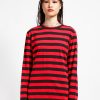 Women * | Trippnyc.Com Stripe Knit Top Women Black/Red