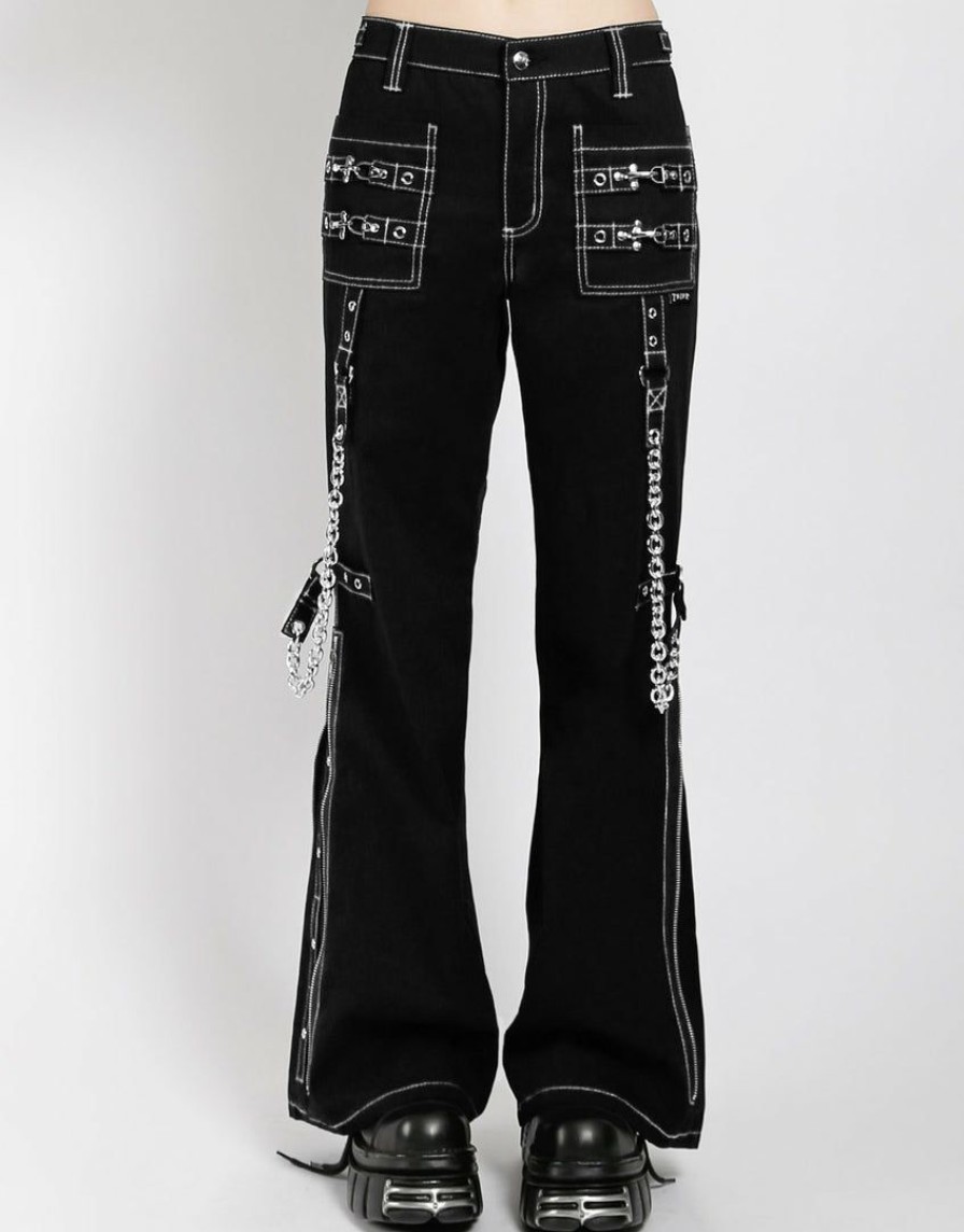 Women * | Trippnyc.Com Night Pant White Stitch Black/White