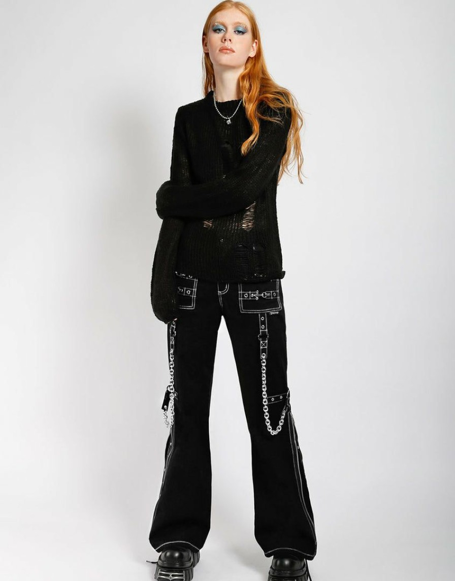 Women * | Trippnyc.Com Night Pant White Stitch Black/White