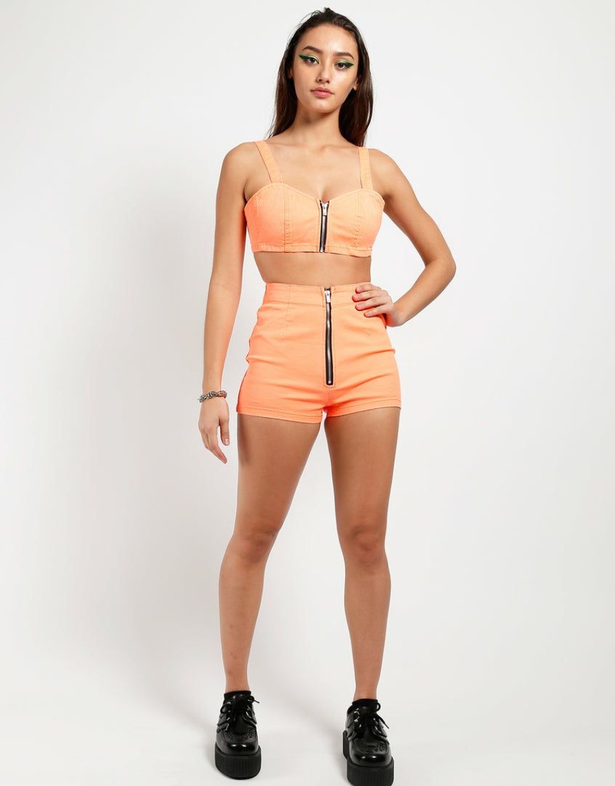 Women * | Trippnyc.Com Extra Crop Top Neon Orange