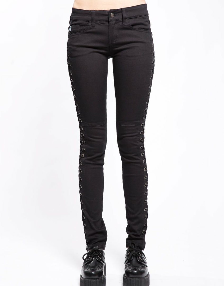 Women * | Trippnyc.Com Side Lace Jean Women Black