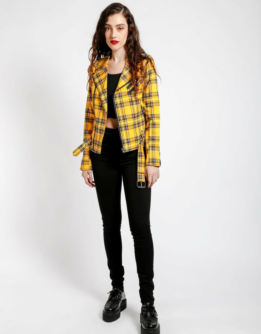 Women * | Trippnyc.Com Women Wild Child Moto Yellow Plaid