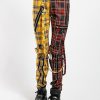 Women * | Trippnyc.Com Women Split Leg Bondage Pant Yellow/Black Plaid