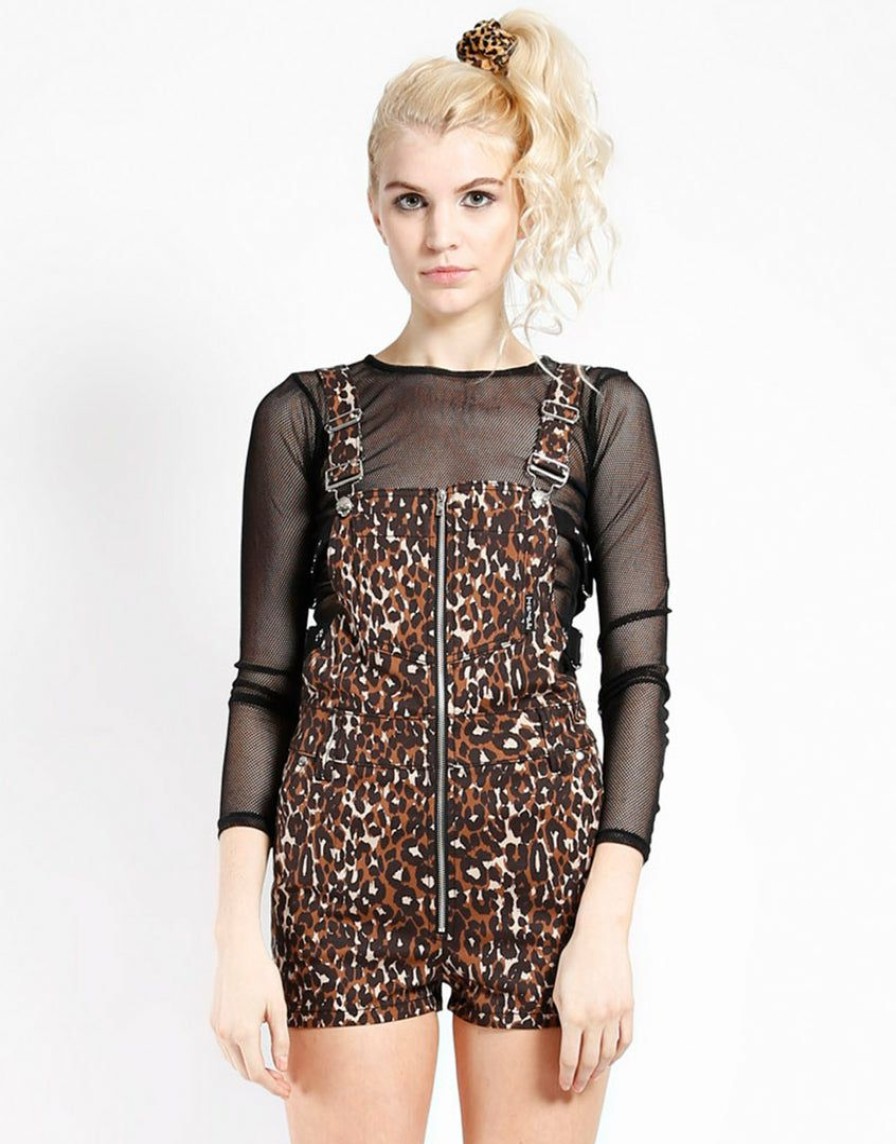 Women * | Trippnyc.Com Buckle Overall Short Women Leopard