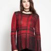 Women * | Trippnyc.Com Women Plaid Sweater Red/Black