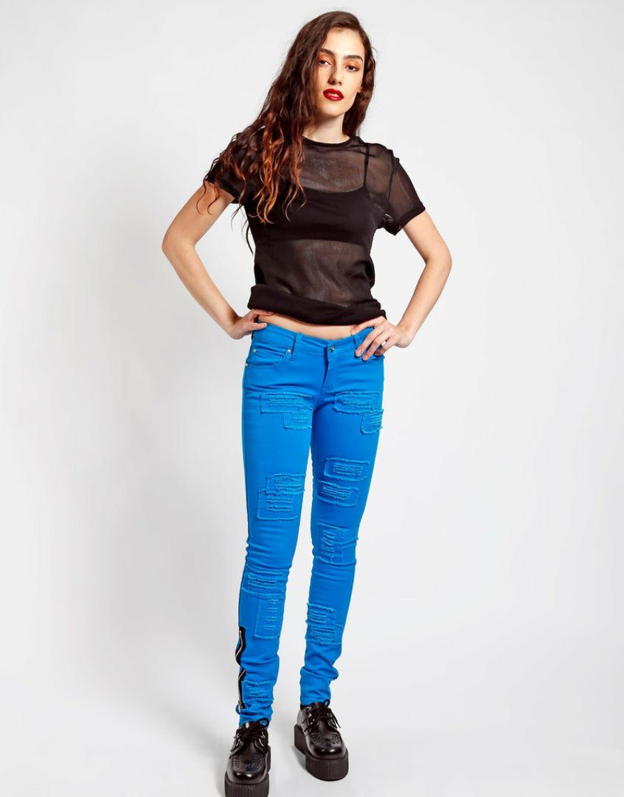 Women * | Trippnyc.Com Women Patch Jean Turquoise