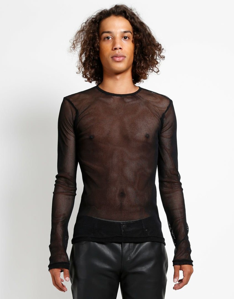 Men * | Trippnyc.Com Men Long Sleeve Fishnet Black