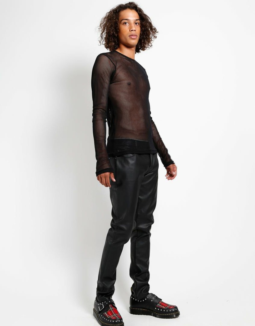 Men * | Trippnyc.Com Men Long Sleeve Fishnet Black