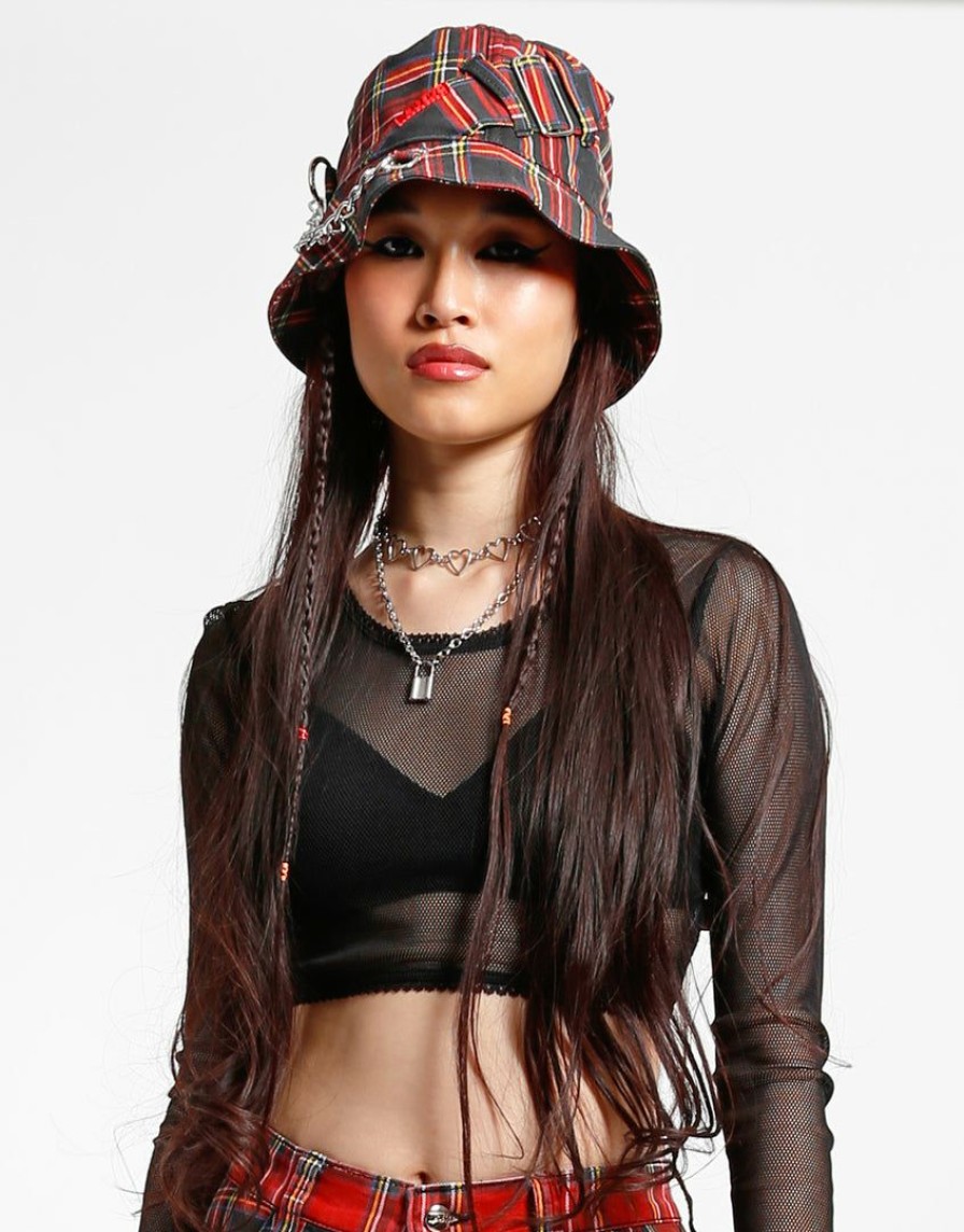 Women * | Trippnyc.Com Bondage Bucket Hat Women Black Plaid