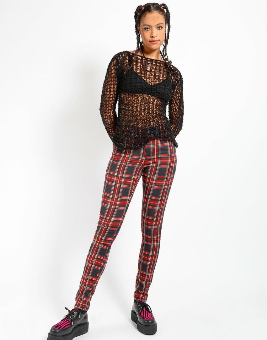 Women * | Trippnyc.Com High Waist T-Back Jean Women Black Plaid