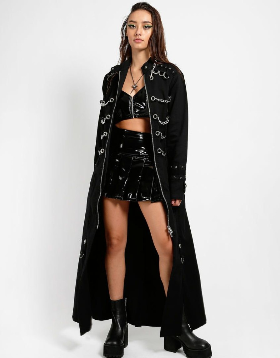 Women * | Trippnyc.Com Chain Eyelet Coat Black