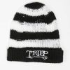 Women * | Trippnyc.Com Women Tripp Nyc Stripe Beanie White Black/White