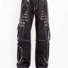 Women * | Trippnyc.Com Step Chain Pant With White Stitch Black/White