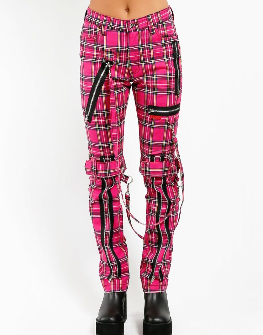 Women * | Trippnyc.Com Bondage Pant Women Pink Plaid