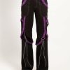 Women * | Trippnyc.Com Multi Eyelet Dark Street Pant Purple Women Black/Purple