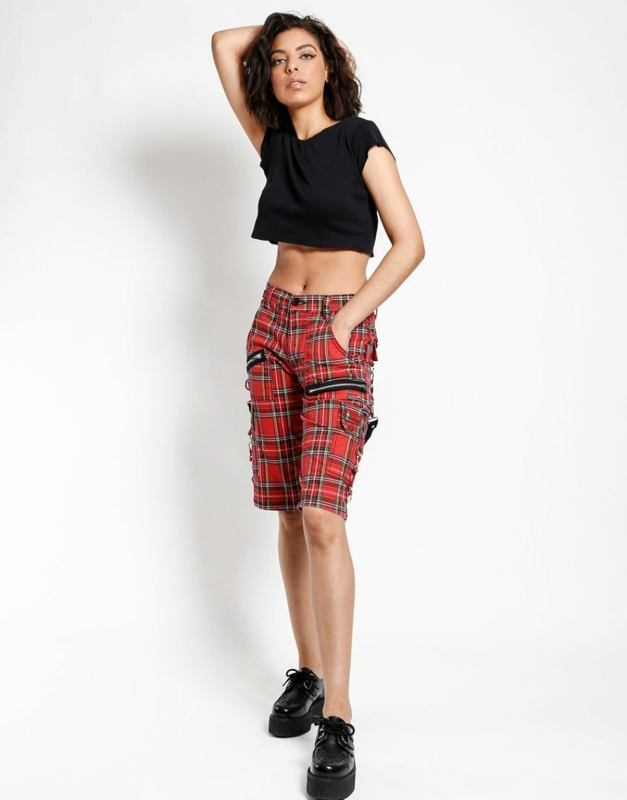 Women * | Trippnyc.Com Plaid Punk Short Women Red Plaid