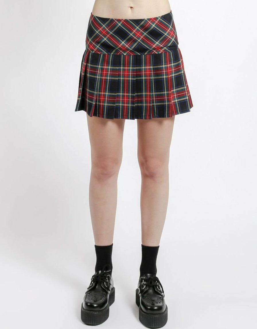 Women * | Trippnyc.Com Pleated Skirt Black Plaid