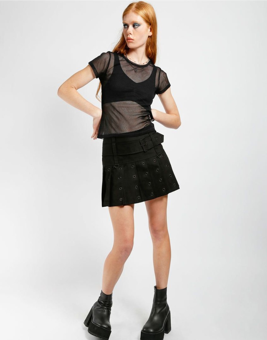 Women * | Trippnyc.Com Super Rocker Skirt Black Black/Black