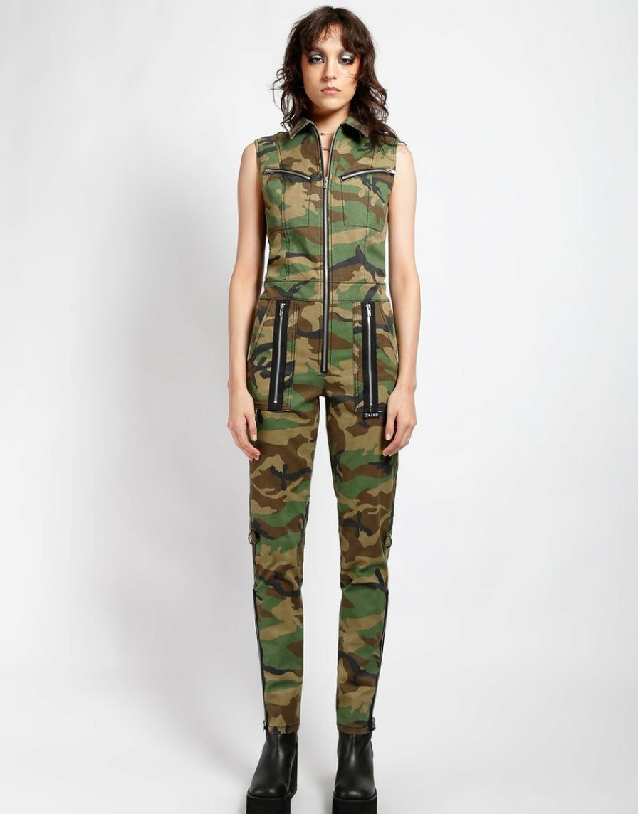 Women * | Trippnyc.Com All You Can Be Jumpsuit Camo Green Camo