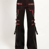 Women * | Trippnyc.Com Women Strap And Ring Pant Black/Red Plaid Straps