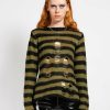 Women * | Trippnyc.Com Rag Stripe Sweater Army Women Black/Army