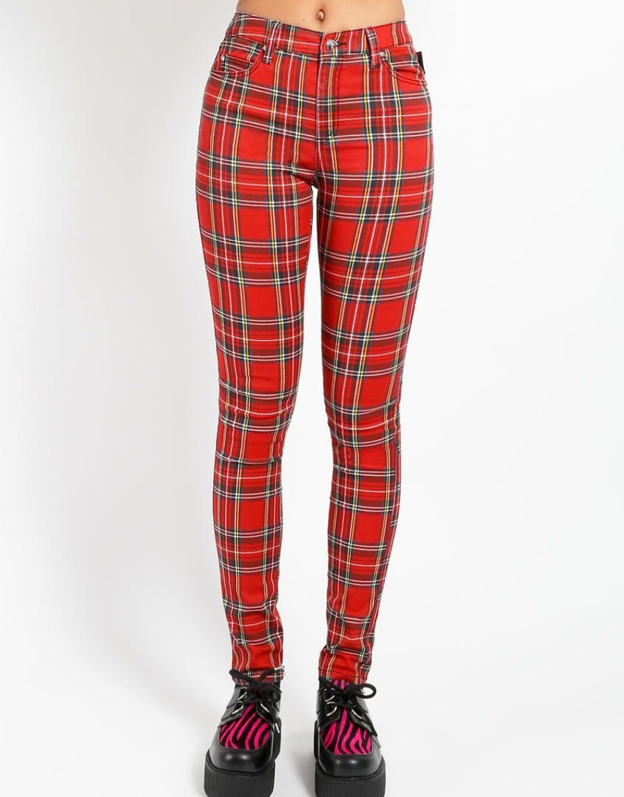 Women * | Trippnyc.Com High Waist T-Back Jean Women Red Plaid