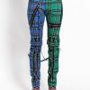 Women * | Trippnyc.Com Split Leg Bondage Pant Blue/Green Plaid