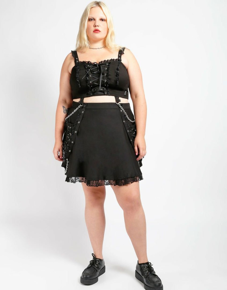 Women * | Trippnyc.Com Curve Lolita Suspender Skirt Black Women Black/Black