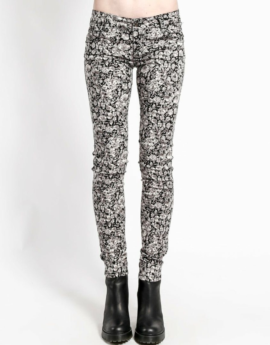 Women * | Trippnyc.Com Grey Shadow Flower Skinny Grey Flower