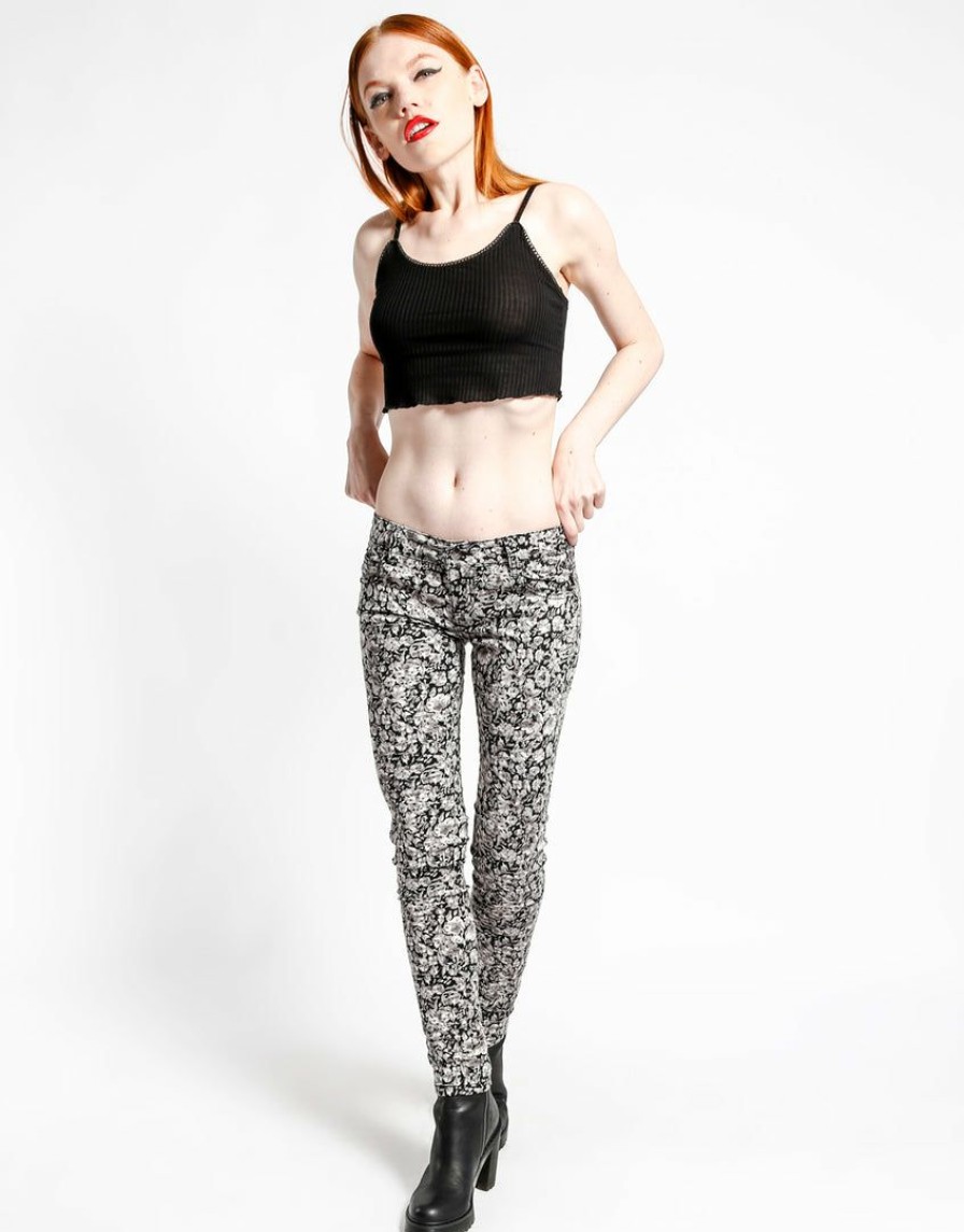 Women * | Trippnyc.Com Grey Shadow Flower Skinny Grey Flower