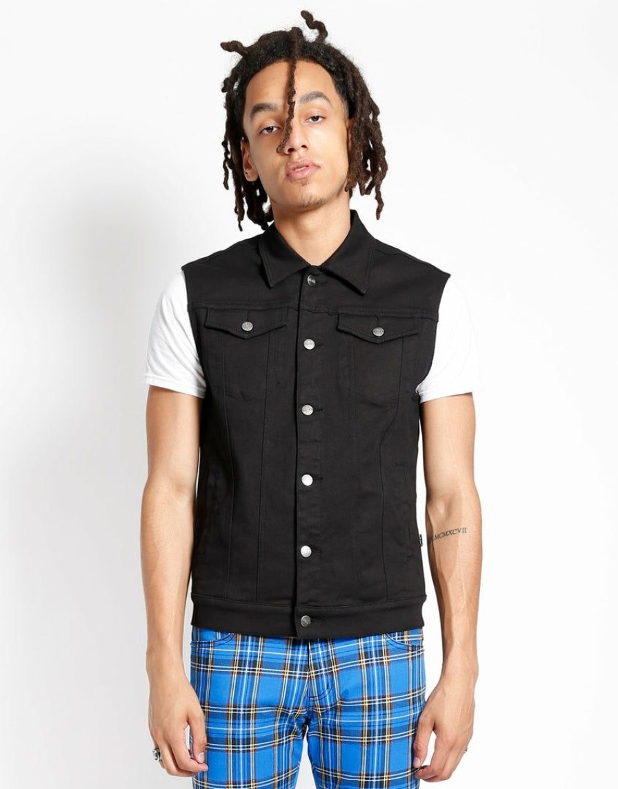 Men * | Trippnyc.Com Trash & Vaudeville Jean Vest Black