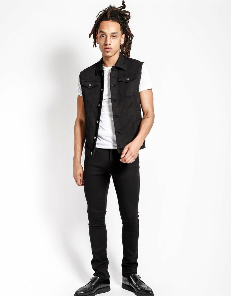 Men * | Trippnyc.Com Trash & Vaudeville Jean Vest Black