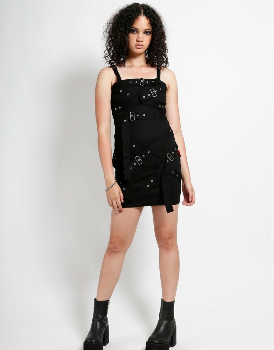 Women * | Trippnyc.Com Belted Bondage Dress Black